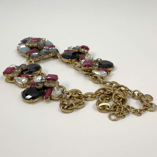 Designer J. Crew Gold-Tone Multicolor Crystal Cut Stone Statement Necklace image number 3