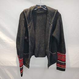 Woolrich Dark Charcoal Full Zip Hooded Knit Sweater Jacket Women's Size M