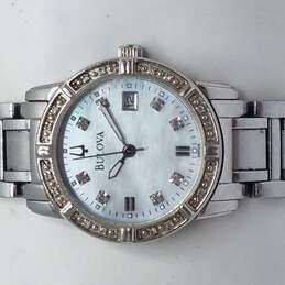 Bulova MOP & Diamond Dial 25mm Stainless Steel Watch