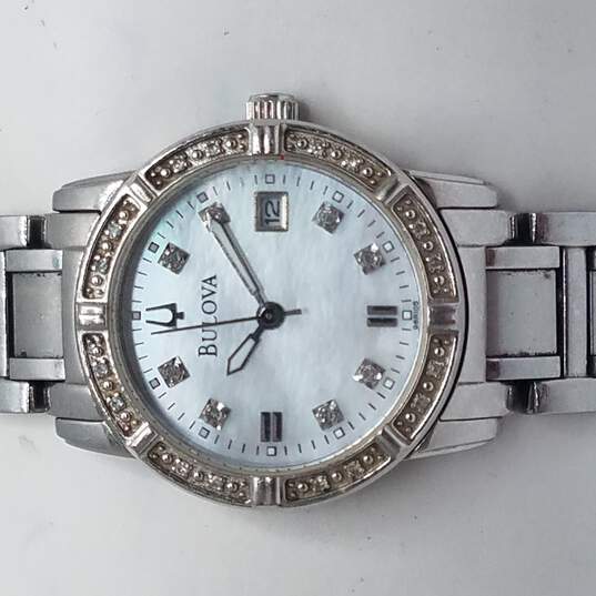 Bulova MOP & Diamond Dial 25mm Stainless Steel Watch image number 1
