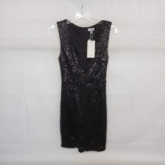 Tobi Black Lined Sequin Deep Plunge Sleeveless Dress WM Size S NWT image number 1