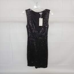 Tobi Black Lined Sequin Deep Plunge Sleeveless Dress WM Size S NWT