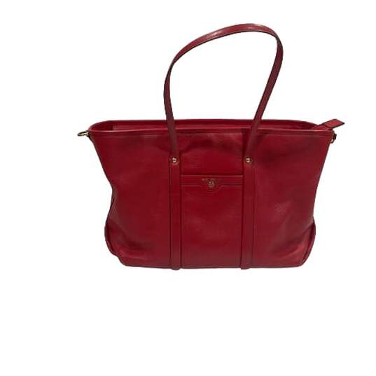 Bright Red Large Pebble Leather Tote Bag image number 5