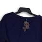 NWT Sundance Womens Navy Blue Embroidered Balloon Long Sleeve Blouse Top Size S image number 4