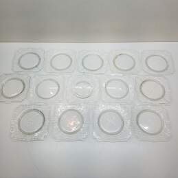 Clear Glass Patterned Small Plate Set of 14