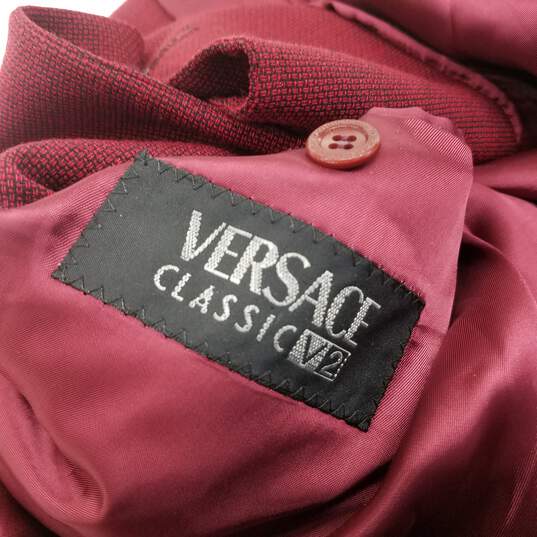 Versace Classic V2 Burgundy Red Wool Women's Blazer image number 5