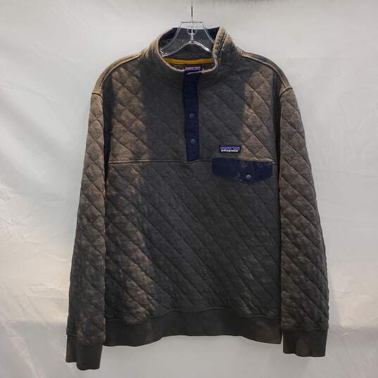 Patagonia Organic Cotton 1/4 Snap Button Quilted Pullover Sweater Size M image number 1