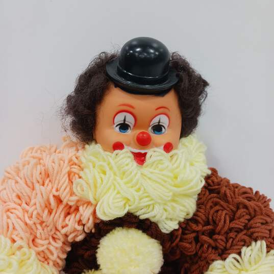 Vintage Rubber Face Crochet Clown Doll image number 3