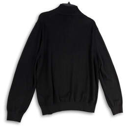 Mens Black Knitted Long Sleeve 1/4 Zip Mock Neck Pullover Sweater Size L alternative image
