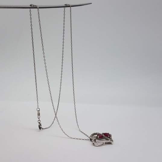 Sterling Silver Diamond Ruby 18 Inch Necklace 3.2g image number 2