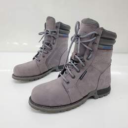 CAT Women's Echo Frost Grey Suede Waterproof Steel Toe Work Boots Size 7.5