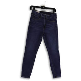 Womens Blue Dark Wash Stretch Denim Skinny Leg Jegging Jeans Size 28/6