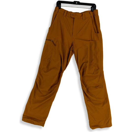 Mens Brown Flat Front Pockets Straight Leg Field Hiking Pants Size Medium image number 1