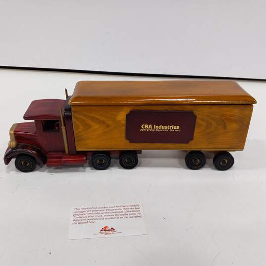 CBA Industries Carved Hand Carved Wood Semi-Truck Home Decor image number 1