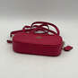 Womens Pink Leather Adjustable Strap Card Holder Zipper Crossbody Bag image number 2