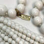 Designer Kenneth Jay Lane Gold-Tone White Beaded Tassel Pendant Necklace image number 4