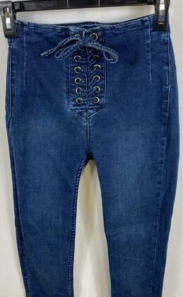 Free People Womens Blue Mid Rise Lace-Up Front Denim Skinny Jeans Size 24 alternative image