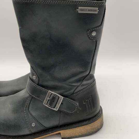 Mens Brendan D93194 Black Leather Round Toe Side Zip Biker Boots Size 13M image number 5