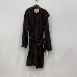 NWT UGG Womens Brown Fleece Hooded Tie Waist Long Sleeve Bath Robe Size L/XL