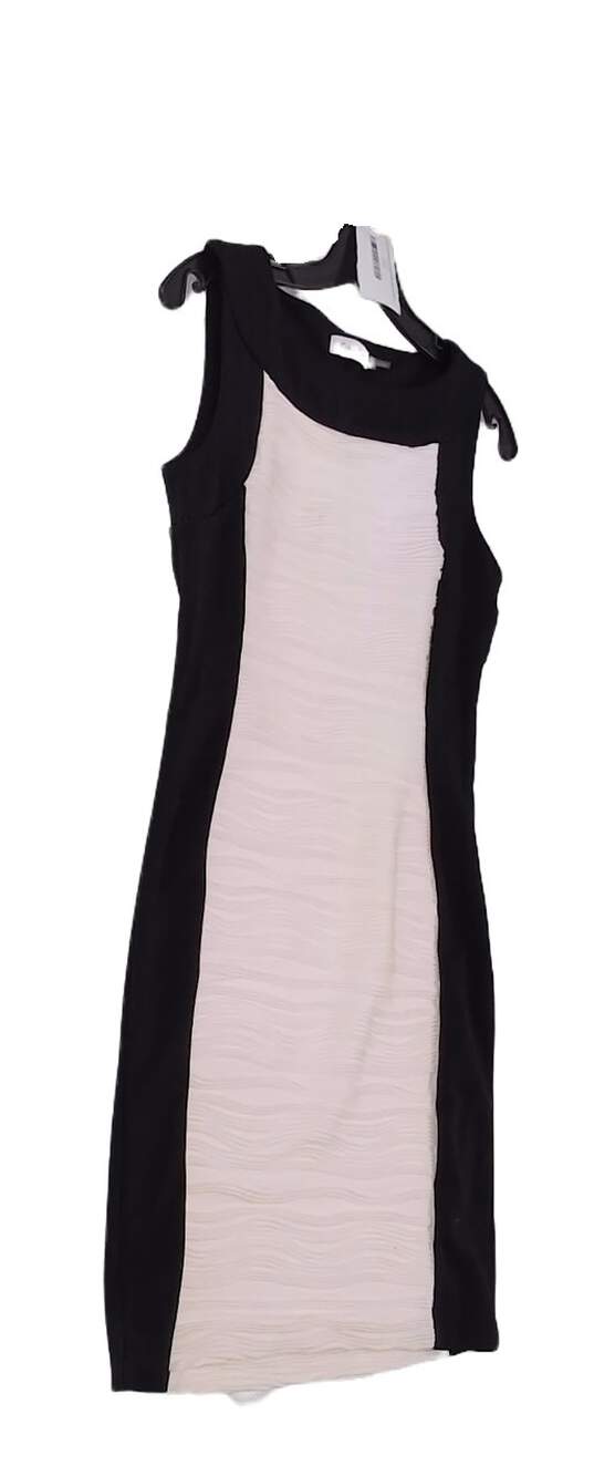 Womens Black White Sleeveless Round Neck Sheath Dress Size 6 image number 2