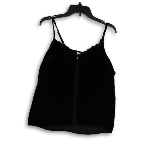Women's Black Velvet V-Neck Sleevless Pullover Tank Top Size Medium image number 1