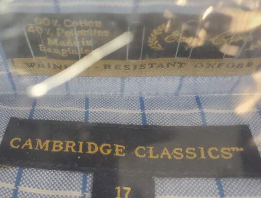 Cambridge Men Blue Button Up Shirt Sz 17 36/37 NWT image number 13