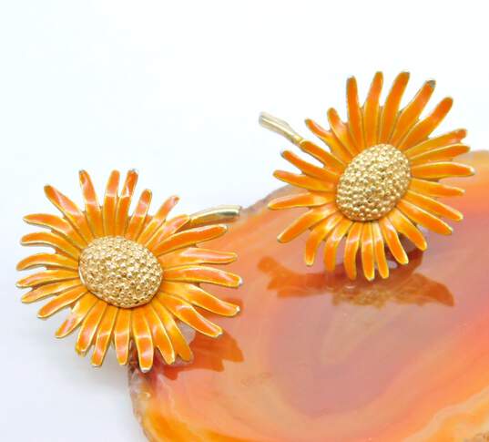 Vintage Crown Trifari & Pastelli Colorful Mod Flower Clip-On Earrings 29.1g image number 2