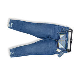 Women's Blue Raw Hem Denim High Rise Skinny Cropped Jeans Size 8