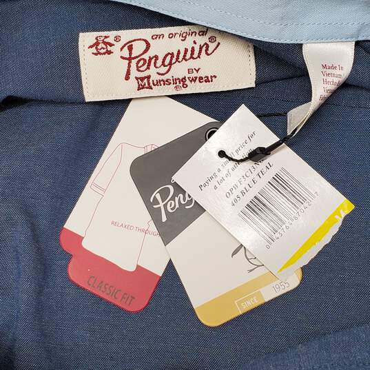 Original Penguin Classic Fit Blue Teal Button-Up Shirt Size Medium image number 4