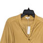 NWT Womens Tan Long Sleeve Belted Button Front Shirt Dress Size Large image number 3