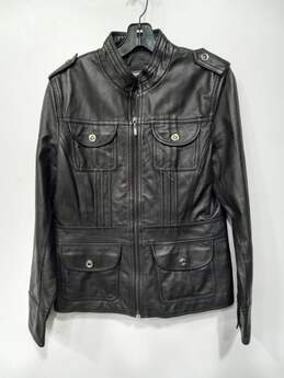 Women's Kenneth Cole Reasction Leather Waist Moto Jacket Sz L