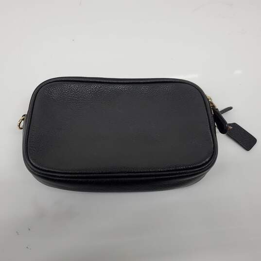 Coach Sadie Black Pebbled Leather Double Zip Small Crossbody Clutch Bag image number 2