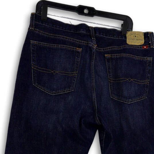 Mens Blue Denim Medium Wash 5 Pocket Design Straight Leg Jeans Size 36x32 image number 4