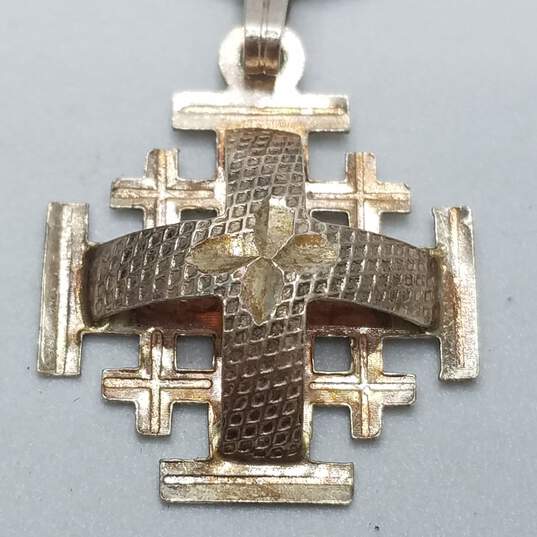 Jerusalem Sterling Silver Cross Pendant Necklace 4.0g image number 4