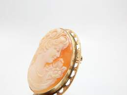 Vintage 14K Yellow Gold Carved Cameo Brooch/Pendant 8.8g