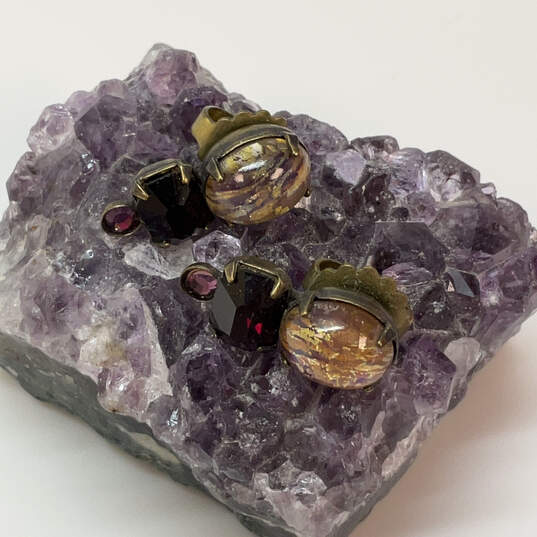 Designer Sorrelli Gold-Tone Crystal Cut Stone Push Back Drop Earrings image number 1