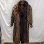 Long Brown Animal Print Trench Coat Women's Size M image number 1