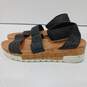 Womens Beige Slip On Open Toe Platform Wedge Heel Ankle Strappy Sandals Size 6.5 image number 3
