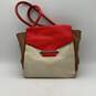 Vince Camuto Womens Julia Tan Red Leather Double Handle Satchel Bag Purse image number 1