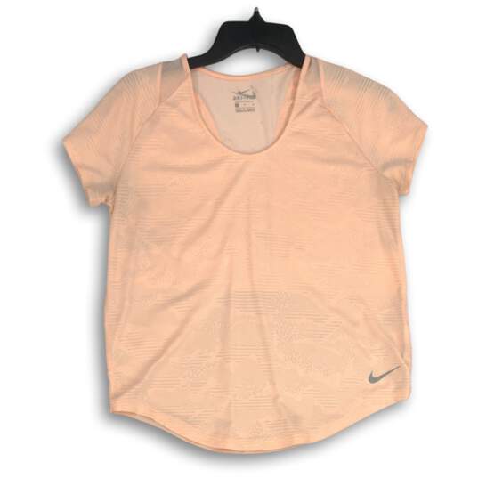 Nike Womens Dri-Fit Pink Scoop Neck Short Sleeve Pullover T-Shirt Size Medium image number 1