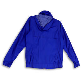 Womens Blue Long Sleeve Pockets Hooded Full-Zip Rain Jacket Size Medium alternative image