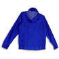 Womens Blue Long Sleeve Pockets Hooded Full-Zip Rain Jacket Size Medium image number 2