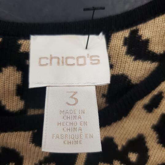 Chico's Women Brown Leopard Sweater Sz 3 image number 3