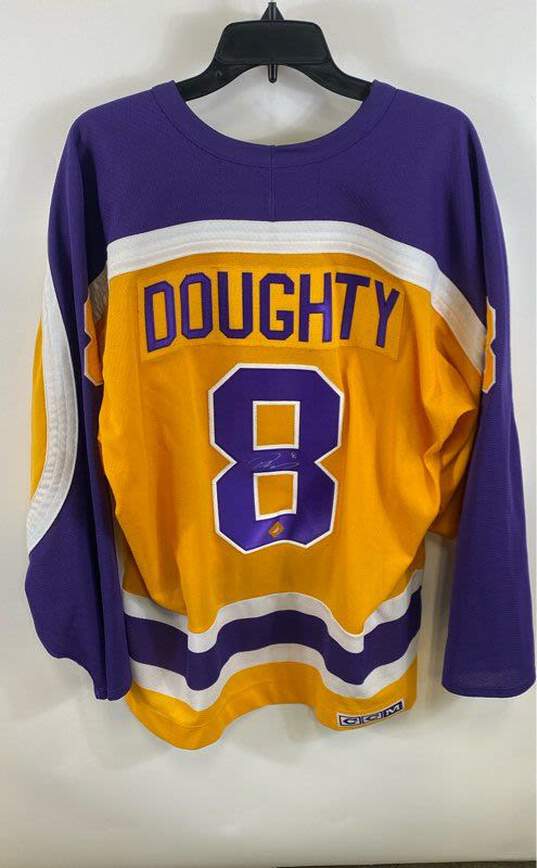 CCM NHL Men #8 Doughty Signed Gold LA Kings Hockey Jersey L image number 2
