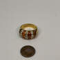 Designer Joan Rivers Gold-Tone Amber Enamel Rhinestone Dome Elegant Ring image number 3