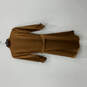 NWT Womens Brown Satin Pockets Ruffle Collar 3/4 Sleeve Shirt Dress Sz XXS image number 2