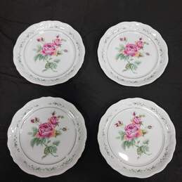 Set of 4 Gibson Housewares Victorian Rose Pattern Bread Plates