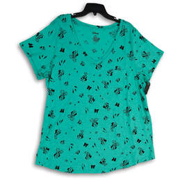 NWT womens Aqua Graphic Print V-Neck Short Sleeve Pullover T-Shirt Size 3