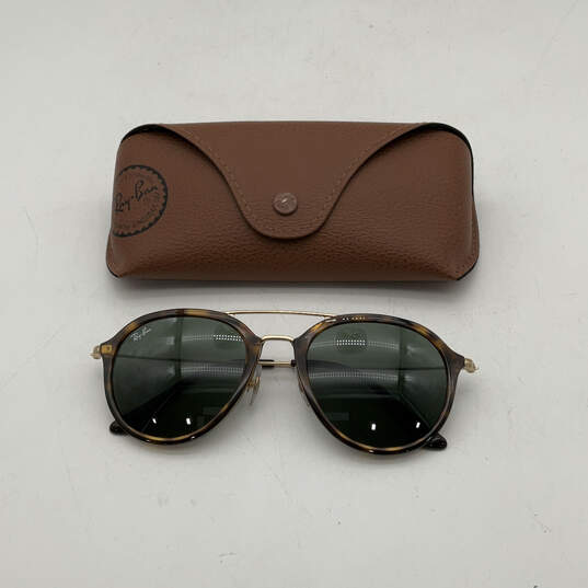 Womens Brown Black Green Lens Plastic Full Rim Aviator Sunglasses With Case image number 1