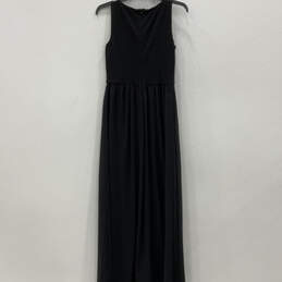 NWT Womens Black Sleeveless Round Neck Back Zip Maxi Dress Size Small alternative image